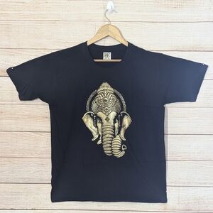 Black T-Shirt with Gold Ganesh Design New Without Tag